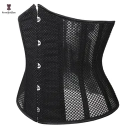 809 Black Women 30CM Mesh Waist Cinchers Scava fuori il corsetto sottoseno Plus Size Fitness Shapers Trasparente Cupless Bustier Top