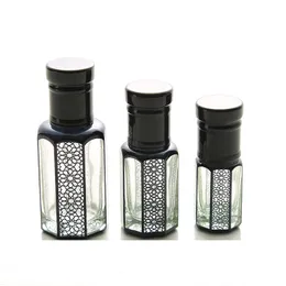 Luxuriöse leere schwarze Mini-Tropfflasche aus Glas, Fläschchen mit ätherischen Ölen, Kosmetikverpackung, Essenz, Emulsion, Parfüm, nachfüllbare Flasche, 3 ml, 6 ml, 12 ml