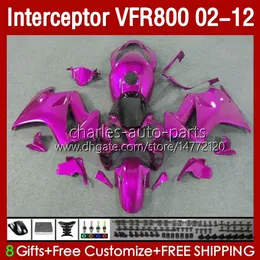 Corpo OEM per HONDA VFR800 VFR 800 RR CC 800RR Interceptor 02-12 Carrozzeria in metallo rosa 129No.165 800CC VFR800RR 02 03 04 05 06 07 08 09 10 11 12 VFR-800 RR 2002 2012 Carenatura