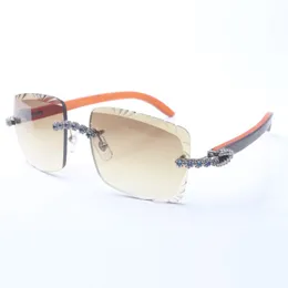 Ny blå bukett diamantolasses 3524020 med orange trätemplar och 58 mm klippta linser 3mm tjocklekslinser gratis express