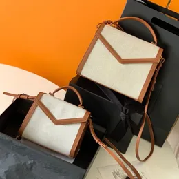 CASSANDRA MINI TOP TORBA Z RĄCZKĄ Z PŁÓTNA I GŁADKIEJ SKÓRY Damskie torby na ramię Crossbody Klasyczny łańcuch na ramię luksusowe torby Torebki od projektantów Torebka Najwyższa jakość