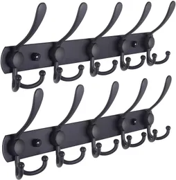 Hooks Rails Coat Rack Wall Mounted Heavy Duty rostfritt stål Metal Hook Rail för hatthanddukväska Robes Black Mask Hookshooks