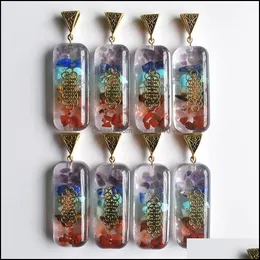 Konst och hantverk 71mmx10mm retro colorf chakra natursten charms ametist lapis lazi 7 färger stenar pelare pendants sport2010 dhjcl