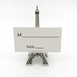 50 PZ Parigi Tema Bomboniere Argento Finitura Torre Eiffel Segnaposto Porta Carte Decorazioni per Feste Centrotavola Foto Carte di Nome Clip