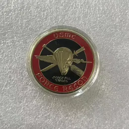 Gåvor United States Marine Corps Souvenir Mynt USMC Force Recon Skull Pattern Commemorative Gold Plated Collectibles coin.cx