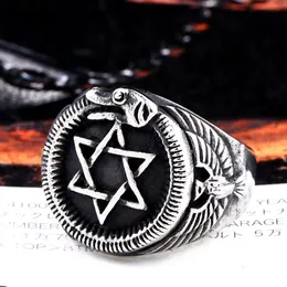 Stainless Steel ring Retro Silver Unit Style Mason Hexagram Men's Star Of David Punk Gothic Jewelry Jewish Religion Rings For Men jewelry