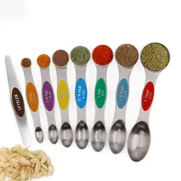 Baking Tools Stainless Steel Double-headed Measuring Spoon 8-piece Set Of Seasoning Spoon Scale Metering Magnetic Absorption Nano Spoons Scraper