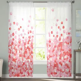 Cortinas con forma de globo de burbujas, cortinas de tul rosa dulce para decoración de sala de estar y dormitorio, cenefa de gasa de lujo, cortina de cocina transparente