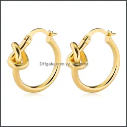 Hoop Hie Ohrringe Schmuck Mode 25mm geknotete Ohrschnalle Silber Gold konzentrischer Knoten klein für Frauen Drop Lieferung 2021 Putii