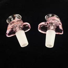 14mm männlich rosa herzförmige Shisha-Pfeife aus Glas, Tabakschüssel, Gelenk, mundgeblasenes Stück, Bong-Rauchzubehör
