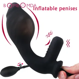 Aufblasbarer Anal-Dildo-Vibrator für Männer, G-Punkt-Stimulator, männlicher Prostata-Massagegerät, großer Butt-Plug, Expansion, sexy Spielzeug für Erwachsene