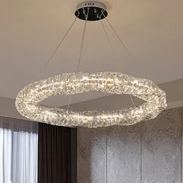 Modern Clear K9 Crystal Chandeliers LED American Shining Chandelier Lights Fixture Chrome Silver European Art Deco Droplight Villa Foyer Home Indoor Lighting