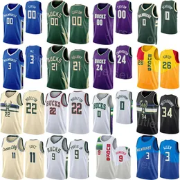 Print Edition Basketball City ganhou Jrue Holiday Jersey 21 Grayson Allen 7 Bobby Portis 9 George Hill 3 Khris Middleton 22 Giannis Antetokounmpo 34 Classic Man Girl