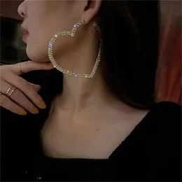 Charm Big Heart Crystal Hoop Earrings for Women Bijoux Geometric Rhinestones Earrings Statement Jewelry Gifts GC1178