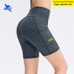 Kvinnor Hög midja Yoga Tights With Pocket Quick Dry Gym Fitness Running Shorts Elastic Short Pants Sportkläder Anpassad 220704
