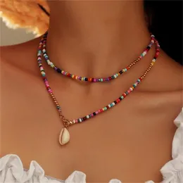 Bohemian Colorful Seed Bead Shell Choker Necklace Statement Short Collar Clavicle Chain Necklace for Women Female Boho Jewelry GC1326