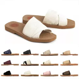 Designer de plataforma chinelos fashion sandálias femininas Woody Mules rasteirinhas de borracha branco preto rosa Sail bordeaux rendas tecido letras sapatos femininos ao ar livre 35-42