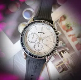 Relógio cronômetro totalmente funcional masculino de alta qualidade 40mm cinto de borracha quartzo automático importado cristal espelho bateria relógios presente de natal favorito