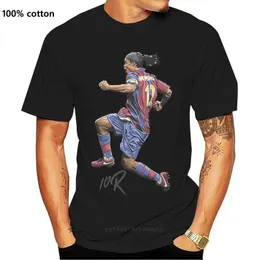 メンズTシャツRonaldinhoプレミアム品質イラストTシャツ「R10」2022夏の男性の高ティーネルドティーシャツ