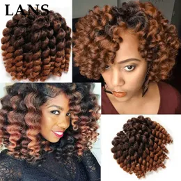 Wand Curl Hair 8 Inch Jamaican Bounce Syntetisk virkning Twist flätor Hårförlängning 20strands/Pack LS08