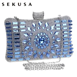 Sekusa akrylkvinnor Evening Bag Diamonds Purse Handväskor Kedja Shoulder Wedding Party Clutches Messenger Christmas 220527