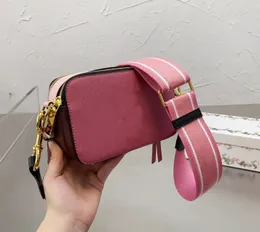 Модная кожаная большая сумка Marc Snapshot Designers Messenger для женщин Сумка для фотоаппарата через плечо с двойной молнией Подходящие цвета Повседневные сумки на плечо с широким ремешком 230322