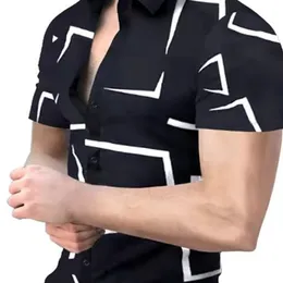 Vintage Floral Print Shirts Casual Mens Turndown kołnierz czarna marka koszula Summer Short Sleeve Tops Men Mode Streetwear 220527