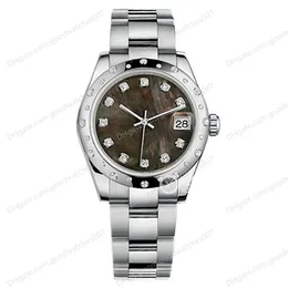 Högkvalitativ asiatisk Watch 2813 Sport Automatisk damer handledsur Datejust 31 svartmor-av-pärlemorklockor M178344 Diamond Bezel Luxury rostfritt stålklockor