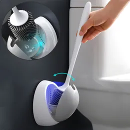 Toalettborste silikon för WC-tillbehör Rengöringsverktyg Drainerbara väggmonterade hembadrumsuppsättningar 220511