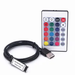 تحكم 5 فولت USB 24 مفتاح RGB تحكم IR Remote LED باهتة واجهة 4 دبوس تنطبق على 2835 3528 قطاع الضوء