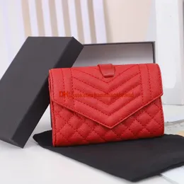 Mode Y Letter Ladies Card Holder Caviar Short Pures With Card Holder Luxury Designer Wallet Leather Business Credit Card Holders 0670 Storlek 13.5*9.5*3cm