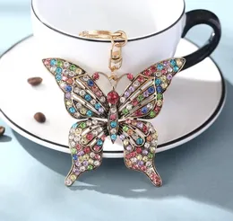 Kelebek bling rhinestones anahtarlık parti lehine kristal kolye anahtarlık sırt çantası telefon çanta araba anahtar el çantası takılar aksesuar düğün doğum günü Noel hediyesi