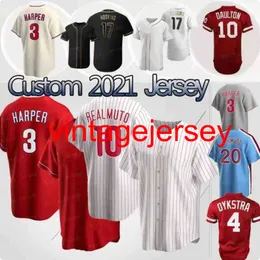 Custom Bryce 3 Harper 10 JT Realmuto Jersey 27 Aaron Nola 20 Mike Schmidt 17 Rhys Hoskins Roy Halladay Jimmy Rollins Jim Thome Baseball