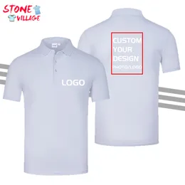 Custom Short Sleeve Polo Shirt Printing Picture Or Text Business Casual Lapel Adult Office Work Clothes Quick drying 220722