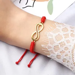 Straski z koralikami ręcznie robione metalowe słowo 8 wisiorek pleciony łańcuch liny kobiety szczęśliwe regulowana bransoletka smyczkowa pary bransoletki pulsera biżuteria prezent