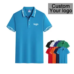Primavera e verão cor sólida lapela casual de manga curta camiseta masculina camisa polo bordado ou impressão personalizada 220608