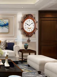Relógios de parede vintage pêndulo relógio european cozinha silenciosa grande sala de estar em casa decorativa horloge murale jj60wc