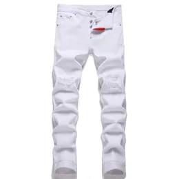 Weiße Amirs Designer-Jeans-Hose, trendige Kleidung, Jugend, Jungen, blauer Denim, Streetwear, urbane Damen-Herren-Skinny-Stretch-Rip-Hose mit schlichter Tasche, Großverkauf