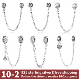 925 Sterling Silver Charms Farbe Blumensicherheit Kette Charms Perlen Original Fit Pandora Armband Schmuck Herstellung DIY Geschenk