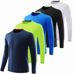 Långärmad sportskjorta män fitness t shirt gym tshirt sportkläder torr passning kör snabb torr kompression skjorta träning sport topp l220704