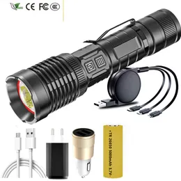 New Powerbank Torch Aluminum Zoomable Lantern 26650 Battery Led Flashlight XHP100 High Quality Micro USB Rechargeable