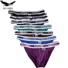 7pcs/lot hafta seksi iç çamaşırı erkek eşcinsel jockstrap külot brifing penis penis torbası bambu calzonsillos bikini hombre cueca erkek t220816