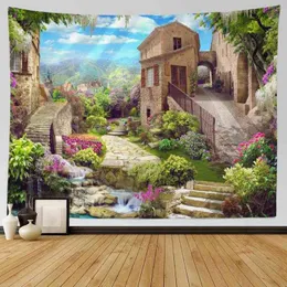 Wall Hanging Rugs Aesthetic Psychedelic Blanket Hippie Seascape Print Carpet Boho Bedroom Art Decor J220804