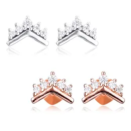 Authentische 925 Sterling Silber Tiara Wishbone Ohrstecker Luxus für Frauen Mädchen Geschenk Ohrring Fit Pandora Modeschmuck Brincos 298274CZ 288274CZ