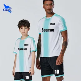 Benutzerdefinierte Atmungsaktive Erwachsene Männer Fußball Uniformen Kurzarm Kinder Jungen Fußball Jersey Set Schnell Trocknend Sport Anzug Trainingsanzüge 220704