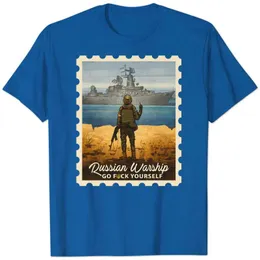 T-shirty męskie śmieszne okręt wojenny Go F-Sink Yourself Men Tshirt Ukraina Pieśnia pocztowa Ukraińska koszulka z krótkim rękawem Casual Cotton O-Neck Tees