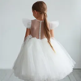 10代の女の子のドレス子供服パーティーエレガントな王女ロングチュールの赤ちゃん女の子子供のレースの結婚式の服200324