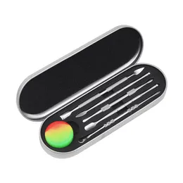 5 estilos Rainbow Silver Color Caixa de alumínio Kit de ferramentas fumegantes para ervas Den Herb Vaporizador de caneta atomizante de cera Titânio