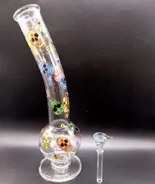 Piękny wzór czaszki Hoahs Bong 12 -calowy pilot szklany szklany zlewka Bong Halloweenowa wodna butelki do rury wodnej