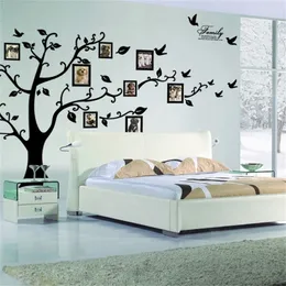 Large 250 180cm 99 71in Black 3D DIY P o Tree PVC Wall Decals Adhesive Family Stickers Mural Art Home Decor 220607